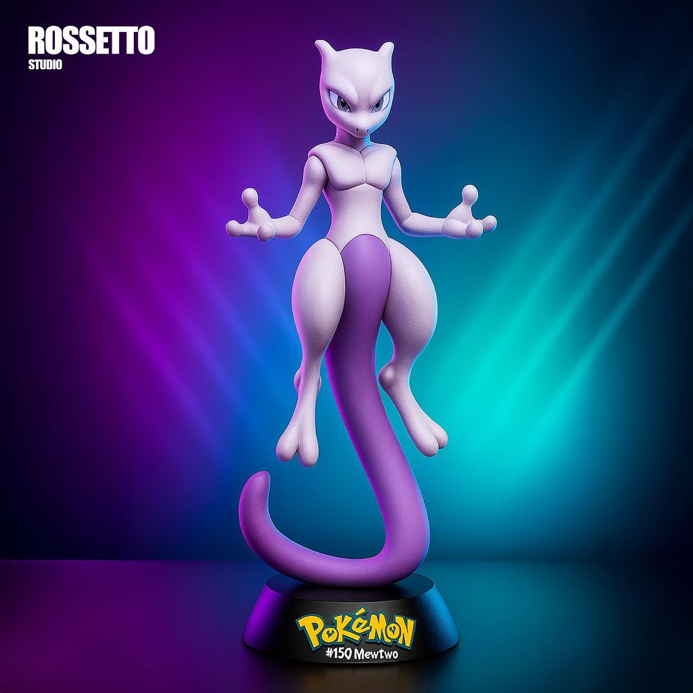 Boneco Mewtwo Pokémon Action Figure – Decorativo Colecionável 3D