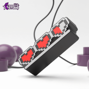 Luminária Corações Pixelados – LED 17cm com Fonte 12V, Decoração Gamer Geek – segunda imagem