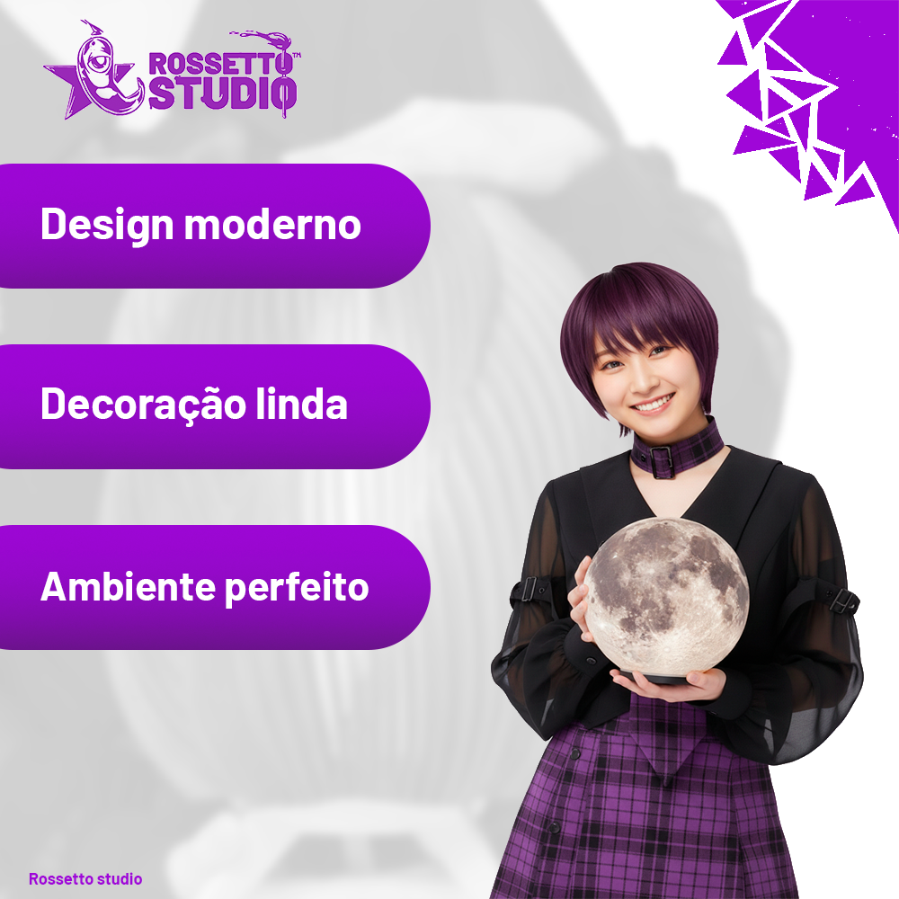 Luminária Lua Realista “Aurora Lunar” – 3D Moon Lamp | Rossetto Studio