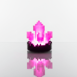 Luminária Cristal Pixel 3D • Luz LED Rosa com Fonte 12V Inclusa • Decoração Gamer e Moderna – segunda imagem