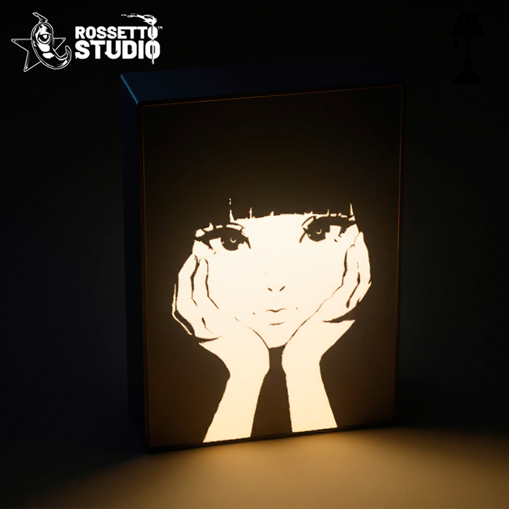 Luminária Decorativa Anime Girl – Caixa Light Box Minimalista 17cm com Fonte