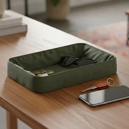 Recipiente Organizador de Mesa • Design Almofadado Moderno 3D • Porta Chaves, Moedas e Acessórios – 15×2,5cm | Rossetto