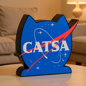 Luminária CATSA Astronauta LED com Fonte 12V – Decoração Geek Nerd Gamer 20cm