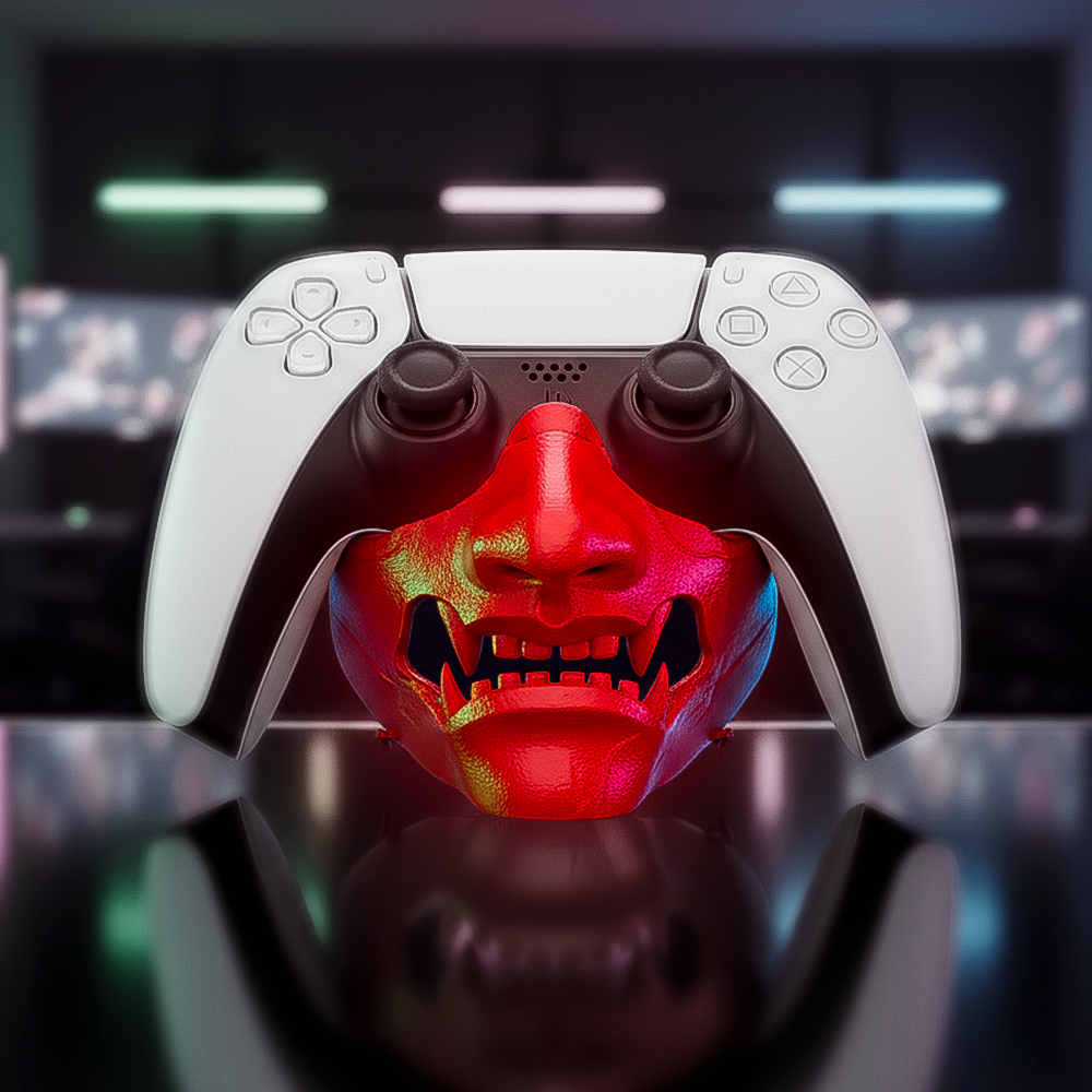 Suporte para Controle “Máscara Oni” – Estilo Gamer Samurai com 12cm | Rossetto Studio