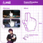 Lightbox Mão Pixel Click – Iluminação Gamer 20cm com Fonte 12V Inclusa