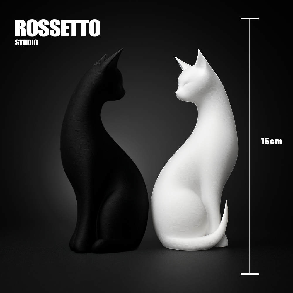 Dupla de Gatos Minimalistas | Decoração Elegante Para Ambientes Modernos