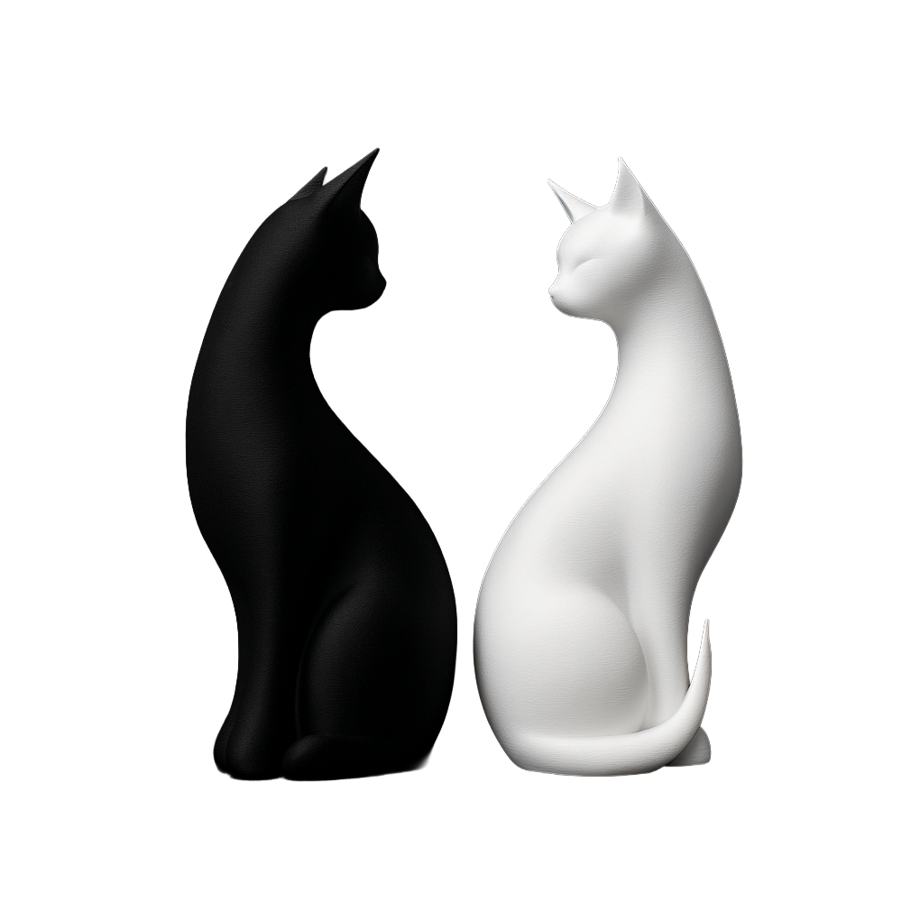 Dupla de Gatos Minimalistas | Decoração Elegante Para Ambientes Modernos