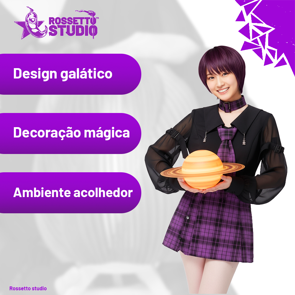 Luminária Saturno 3D • Planeta Decorativo com Luz LED Quente • Design Realista de 15x22cm – Luz Suave e Moderna