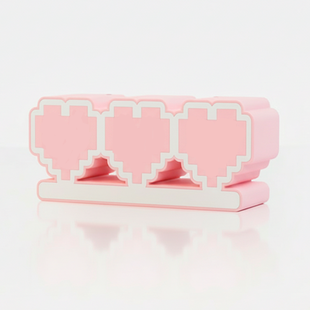 Light Box Corações Rosa 12V – Luminária Decorativa Pixel Heart