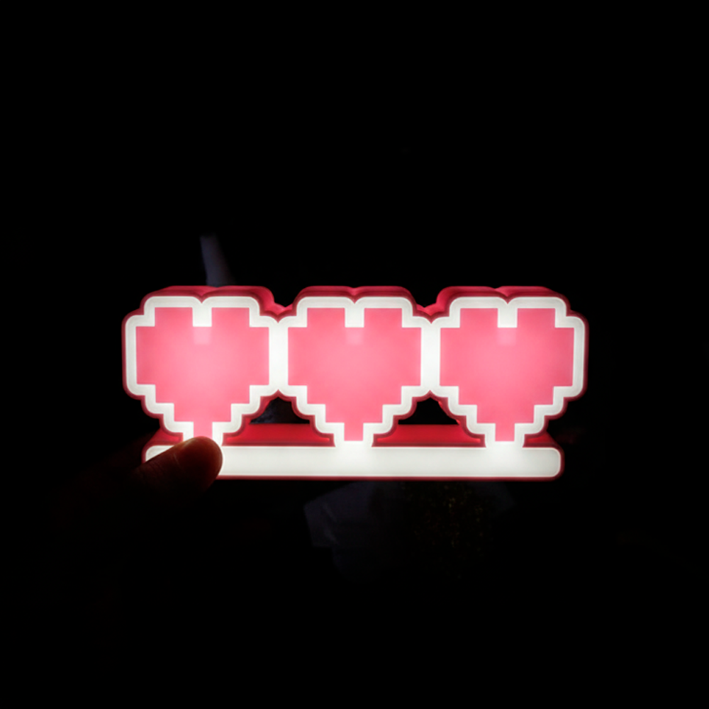 Light Box Corações Rosa 12V – Luminária Decorativa Pixel Heart