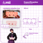 Light Box Corações Rosa 12V – Luminária Decorativa Pixel Heart