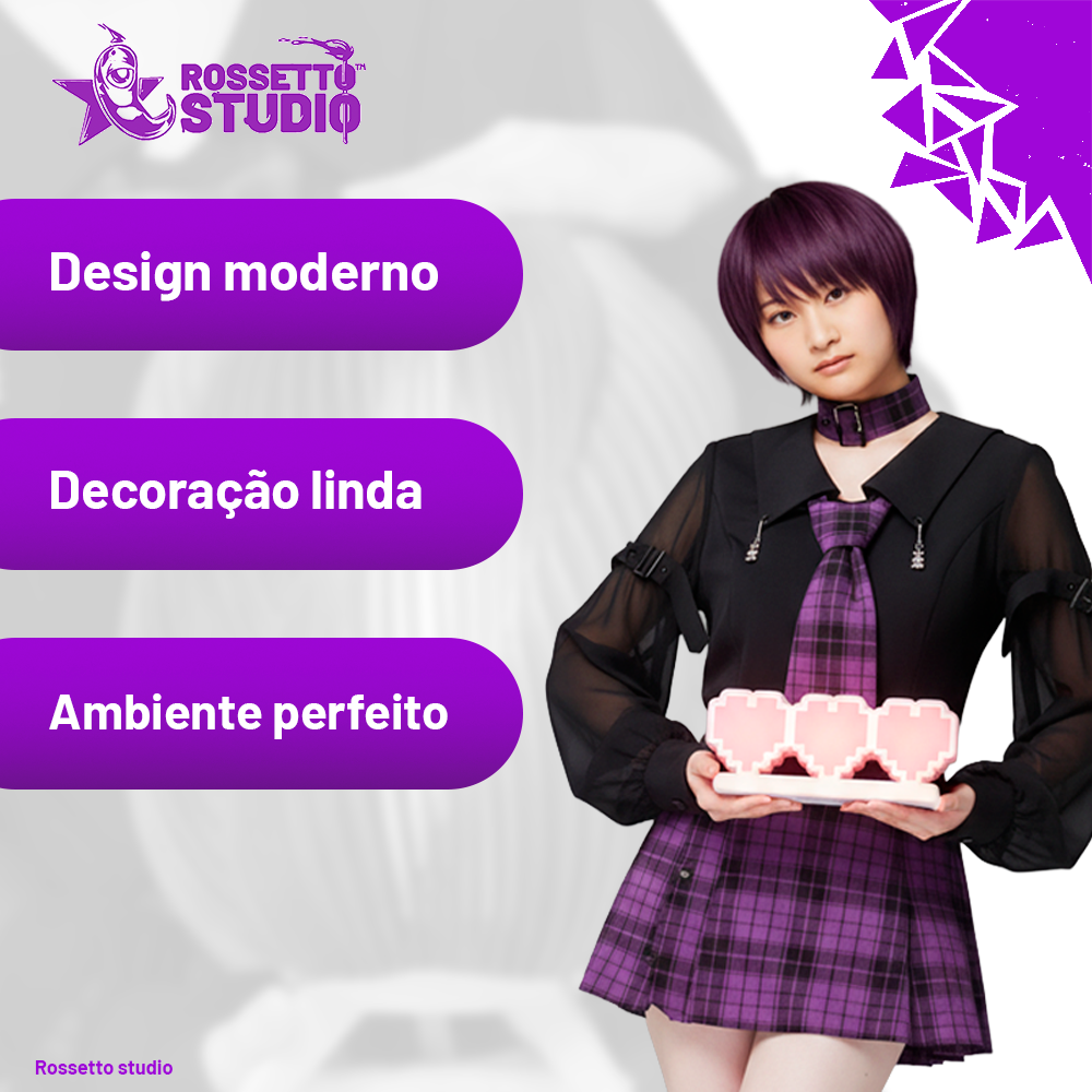 Light Box Corações Rosa 12V – Luminária Decorativa Pixel Heart