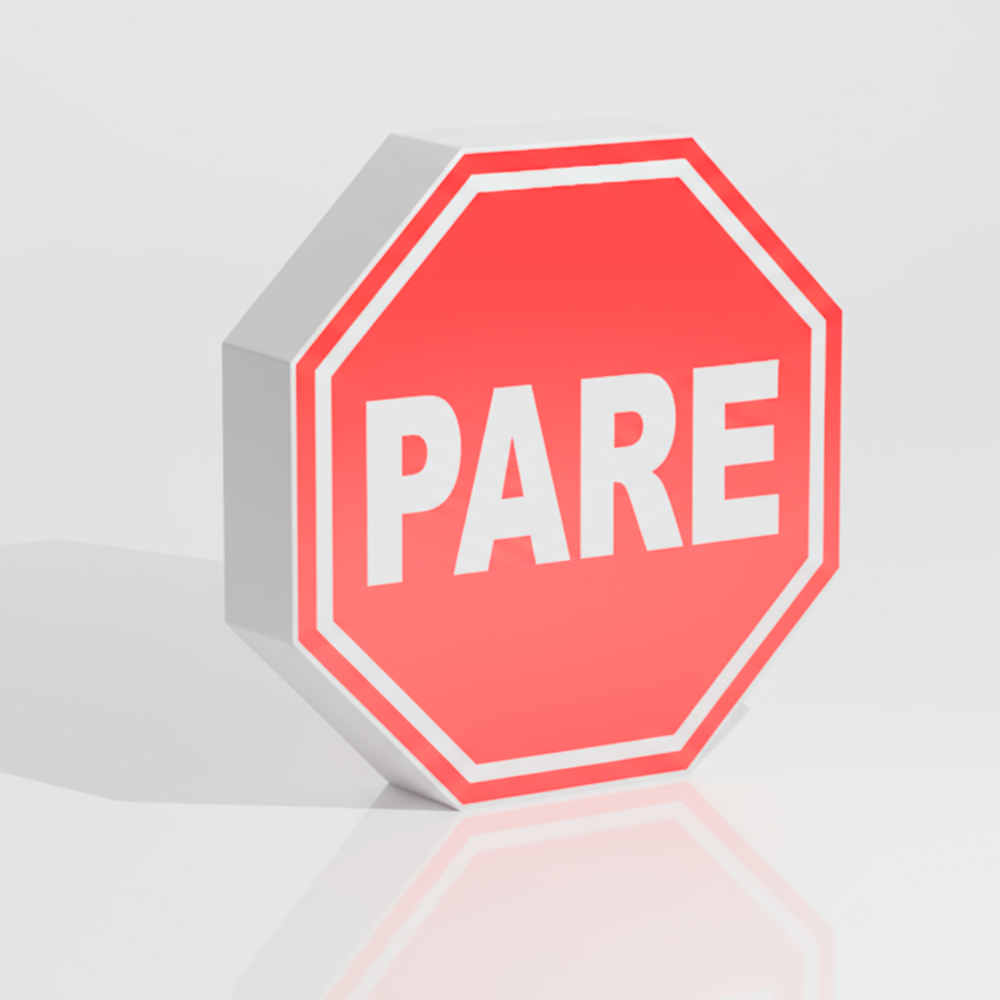 Lightbox “PARE” – Design Retrô Iluminado 3D em Formato de Placa de Trânsito