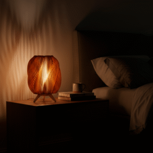 Luminária Orgânica ambar 20cm • Design Esculpido• Luz Aconchegante Decorativa • Abajur