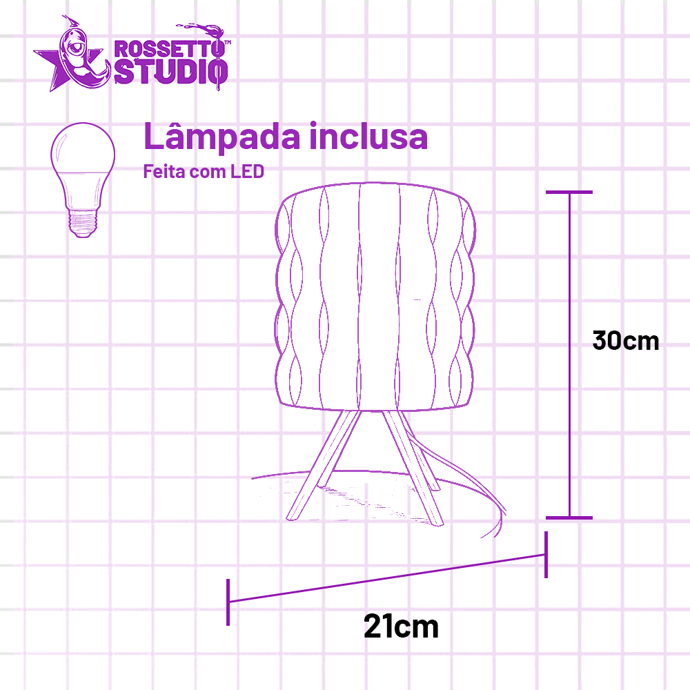 Luminária Moderna Tripé • Luz LED Inclusa • Design Decorativo Elegante – 30x21cm