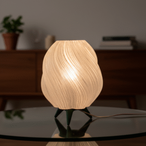 Luminária Moderna Branca 3D • Luz Suave Aconchegante • Design Elegante em Espiral com Lâmpada Inclusa – 30cm
