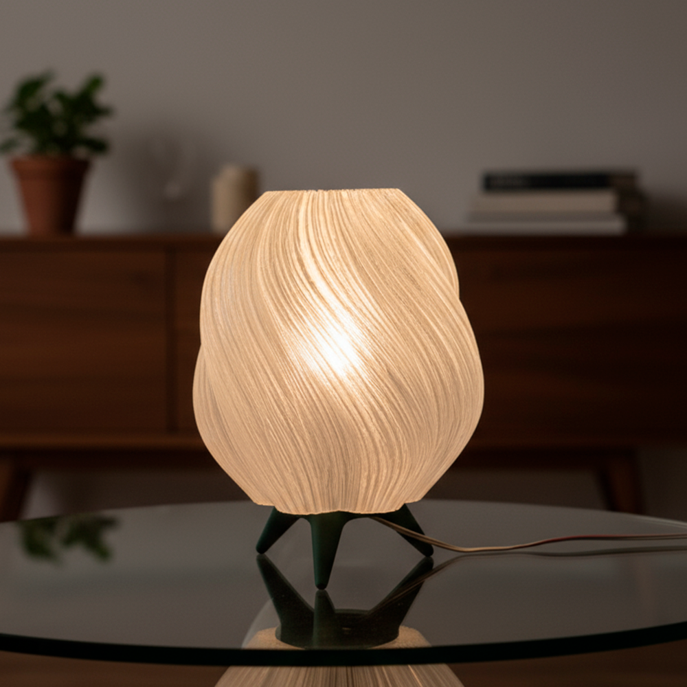 Luminária Moderna Branca 3D • Luz Suave Aconchegante • Design Elegante em Espiral com Lâmpada Inclusa – 30cm