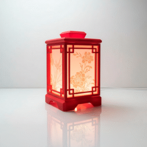 Luminária Oriental Vermelha • Design Floral Tradicional • Luz LED Quente Aconchegante • Decoração Elegante