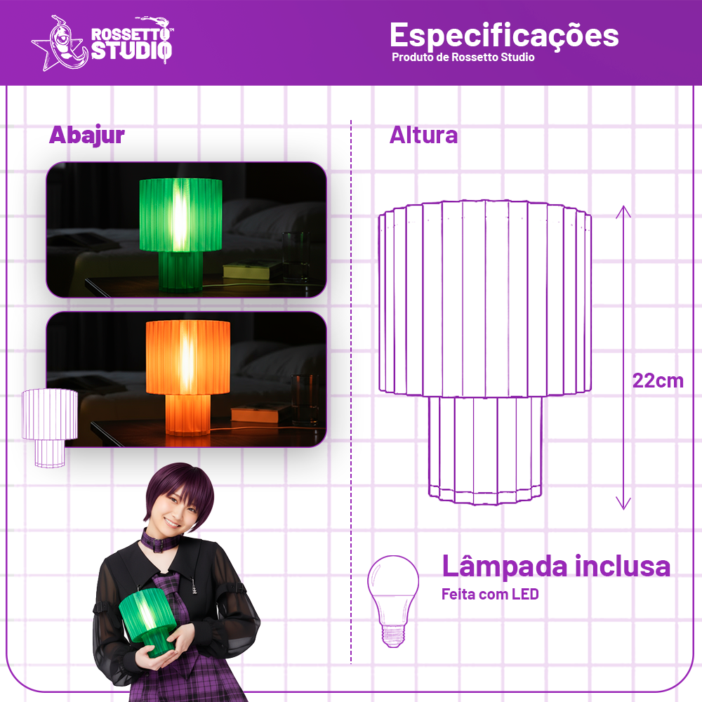 Luminária Aurora Verde – Luz Suave Decorativa Design Moderno 22cm Rossetto Studio