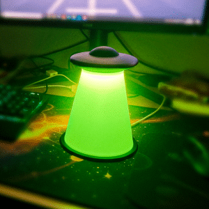 Luminária UFO Abdução Alienígena OVNI Nave espacial  – Luz Verde Neon | Rossetto Studio