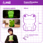 Luminária Sapo fofinho – Luz Verde Neon Relax | Rossetto Studio