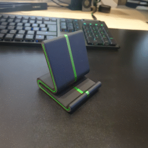Suporte para Celular Preto com Detalhe Verde Neon | Design Moderno e Compacto – segunda imagem