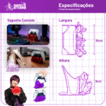 Suporte de Controle com Cristais Vermelhos 3D • Base Gamer Decorativa • 15x9cm | Rossetto Studio