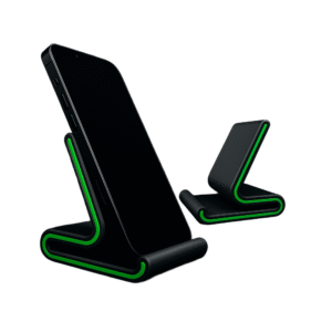 Suporte para Celular Preto com Detalhe Verde Neon | Design Moderno e Compacto