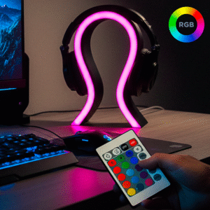 Suporte de Headset RGB “Spectra Wave” – 24cm | Controle + Iluminação Premium | Rossetto Studio