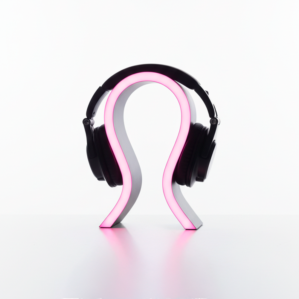 Suporte de Headset RGB “Spectra Wave” – 24cm | Controle + Iluminação Premium | Rossetto Studio