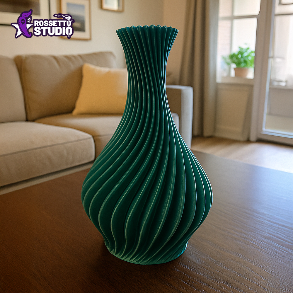 Vaso Decorativo ciano Espiral 20cm – Design Moderno