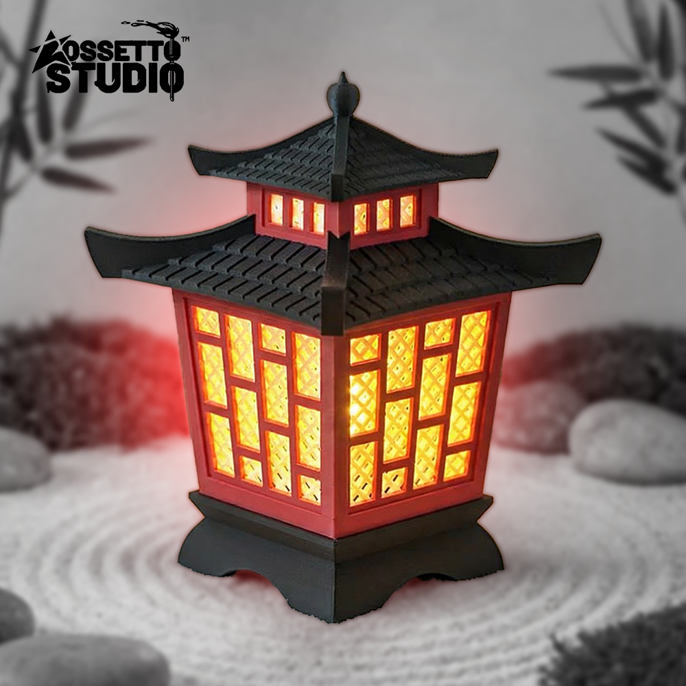 Luminária Pagoda Japonesa Lanterna Oriental Decorativa 3D + Fonte 12v
