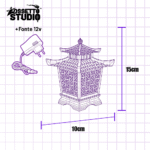Luminária Pagoda Japonesa Lanterna Oriental Decorativa 3D + Fonte 12v